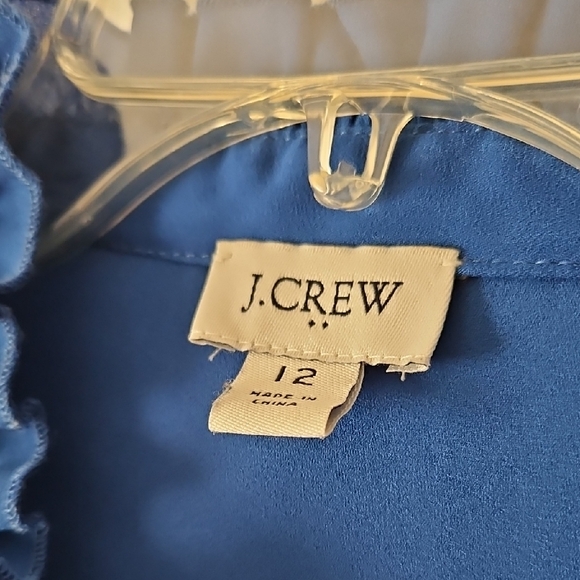 J. Crew Vibrant Blue Ruffle Blouse - Picture 2 of 6